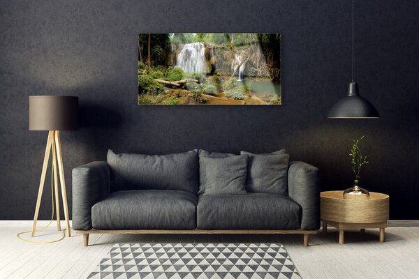 Tablou pe sticla Cascada River Natural Pădurea Verde Maro