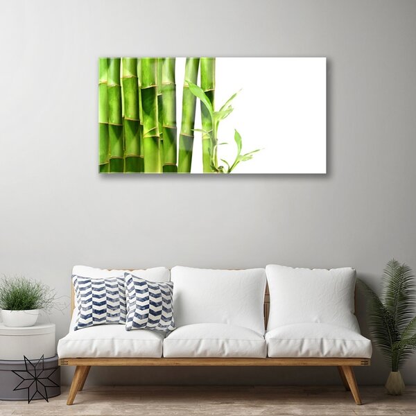 Tablou pe sticla Bamboo Floral Verde Alb
