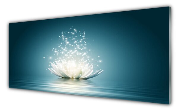 Panou sticla bucatarie Lotus floare Floral Albastru Alb