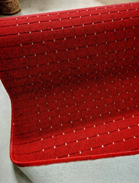 Traversa Greceasca Stanford Red Cream, Tesatura Plata, Latime 0.8m, Marime 80 x 200 cm, Rosu, Antiderapant, Festonata Surfilata Tivita