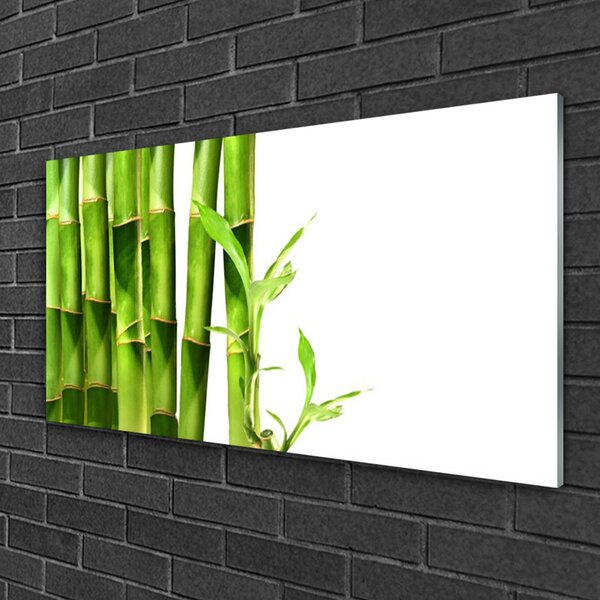 Tablou pe sticla Bamboo Floral Verde Alb