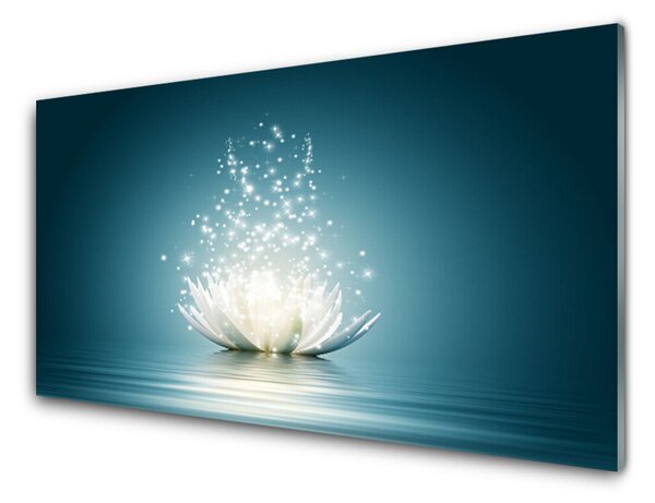 Panou sticla bucatarie Lotus floare Floral Albastru Alb