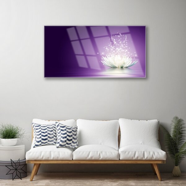 Tablou pe sticla Lotus Floral violet