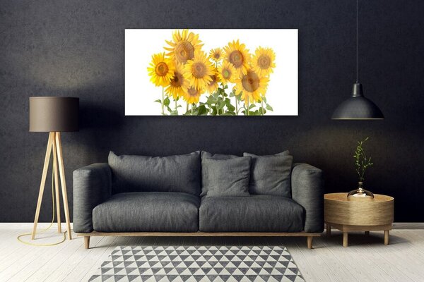 Tablou pe sticla Floarea soarelui Floral aur galben verde