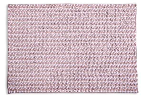 Covoraș de Baie Antiderapant Melody, Roz Pudrat cu Alb, Mărime 55 80 cm, Microfibră de Poliester, Grosime Totală 10 mm 55 x 80
