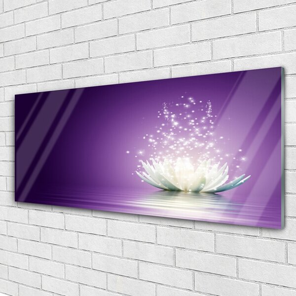 Tablou pe sticla Lotus Floral violet