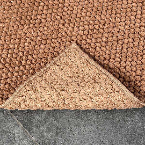Covoraș de Baie Antiderapant Ananas, Cacao, Mărime 55 80 cm, Microfibră de Poliester, Grosime Totală 15 mm 55 x 80