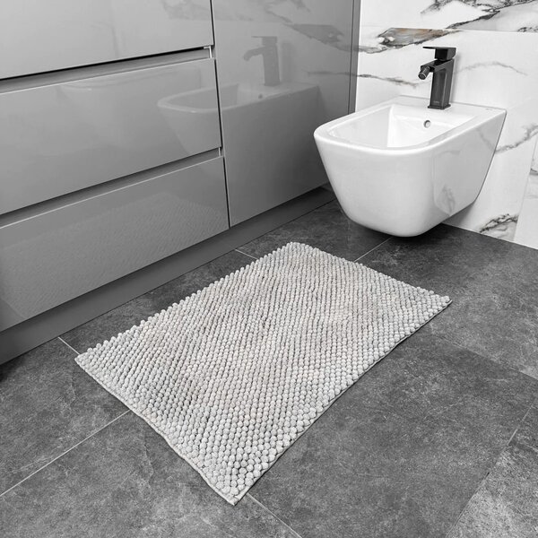 Covoraș de Baie Antiderapant Ananas, Gri Argintiu, Mărime 55 80 cm, Microfibră de Poliester, Grosime Totală 15 mm 55 x 80