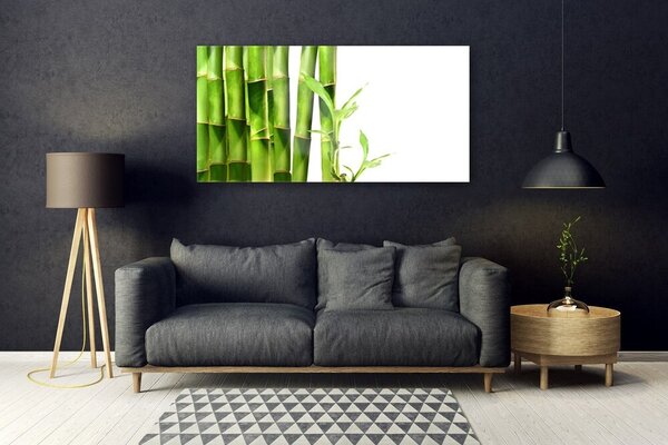 Tablou pe sticla Bamboo Floral Verde Alb