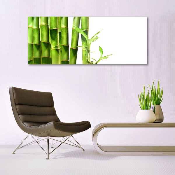 Tablou pe sticla Bamboo Floral Verde Alb
