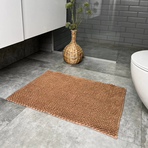 Covoraș de Baie Antiderapant Ananas, Cacao, Mărime 55 80 cm, Microfibră de Poliester, Grosime Totală 15 mm 55 x 80