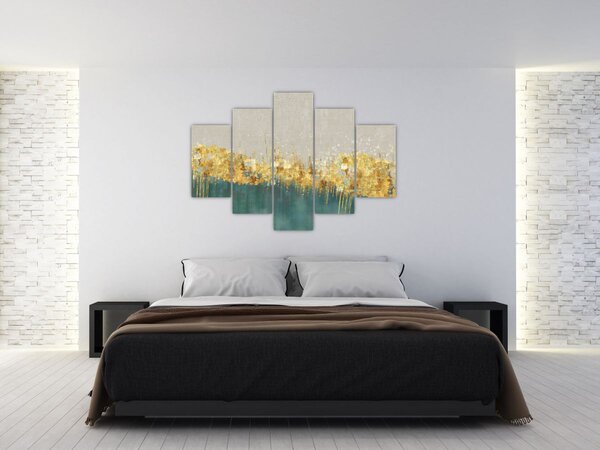 Tablou - Textura cu decor auriu (150x105 cm)