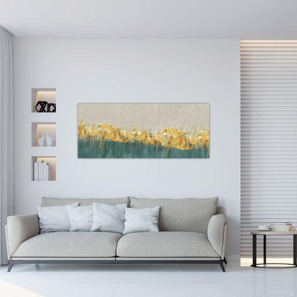 Tablou - Textura cu decor auriu (120x50 cm)