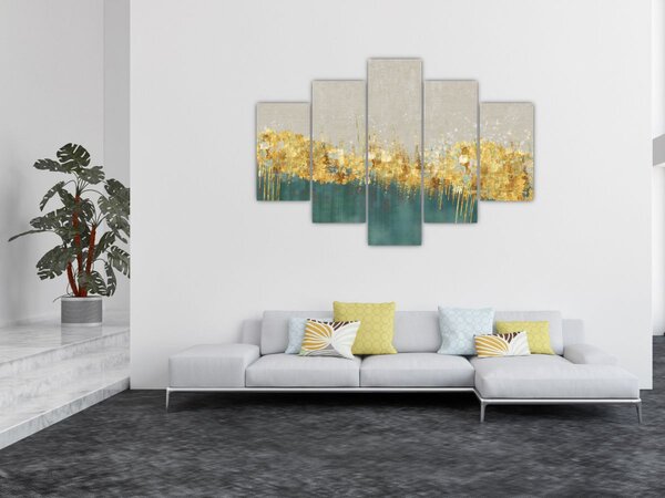 Tablou - Textura cu decor auriu (150x105 cm)
