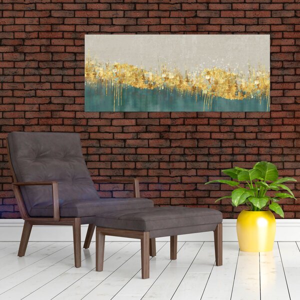 Tablou - Textura cu decor auriu (120x50 cm)