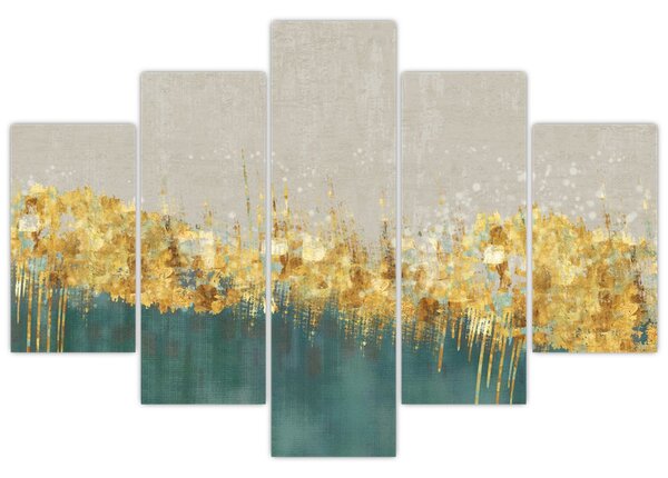 Tablou - Textura cu decor auriu (150x105 cm)