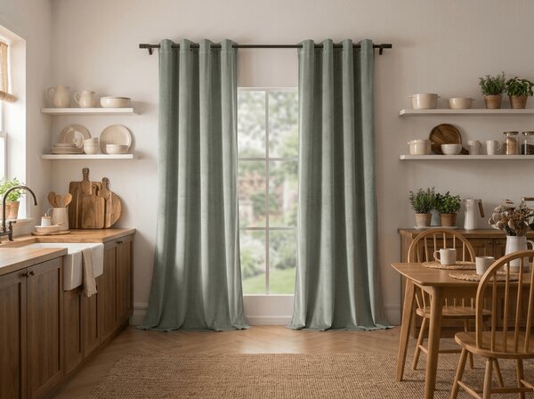 Draperie opaca DREAM VELVET 140x250 cm, gri Agatat: Inele metalice