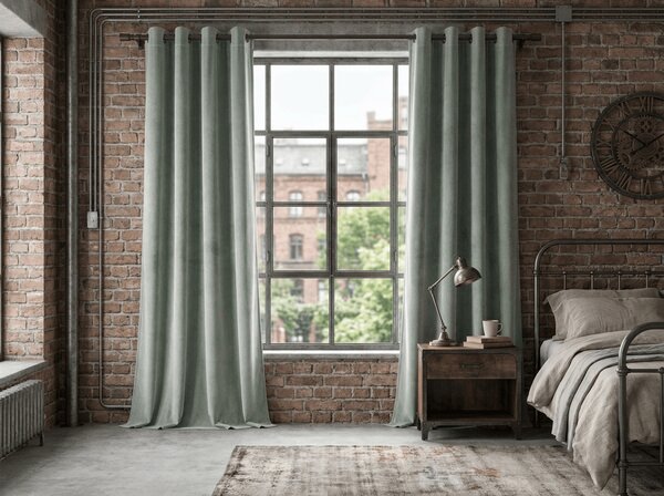 Draperie opaca DREAM VELVET 140x250 cm, gri Agatat: Inele metalice