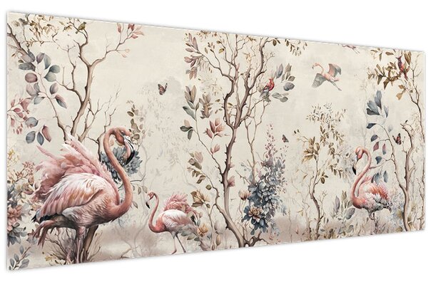 Tablou - Desen de flamingo (120x50 cm)