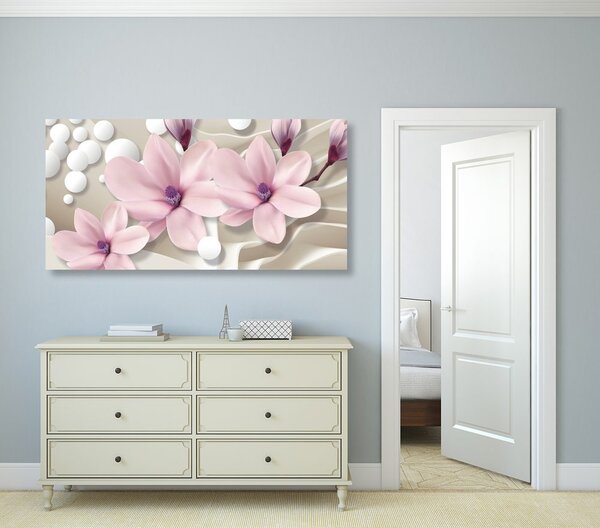 Tablou floare magnolie pe fundal abstract