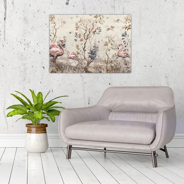 Tablou - Desen de flamingo (70x50 cm)