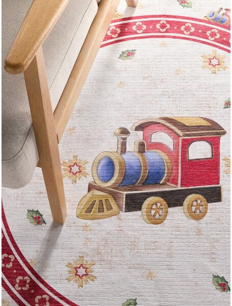 Covor roșu rotund ø 160 cm cu model de Crăciun Toy's Delight Train – Villeroy&Boch
