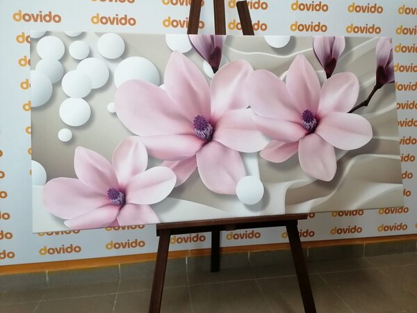 Tablou floare magnolie pe fundal abstract