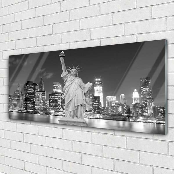 Tablou pe sticla Statuia Libertății din New York Case Gray