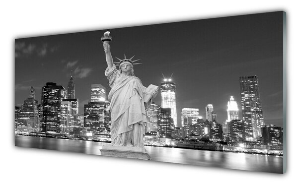 Tablou pe sticla Statuia Libertății din New York Case Gray