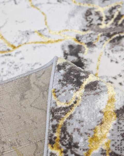 Covor Elsa 12287, Marime 150 x 230 cm, Crem si Auriu Inaltime Fir 7 mm, Antialergic, Polipropilena, Living, Dormitor 150 x 230