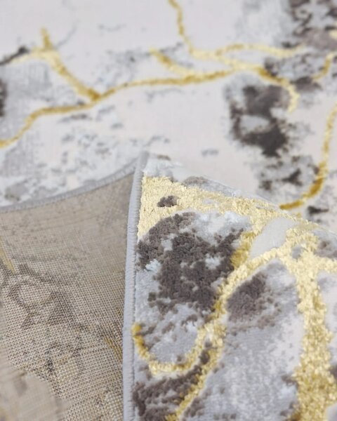 Covor Elsa 12287, Marime 150 x 230 cm, Crem si Auriu Inaltime Fir 7 mm, Antialergic, Polipropilena, Living, Dormitor 150 x 230