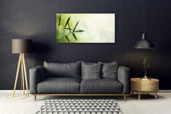 Tablou pe sticla Frunze de ploaie Floral Verde