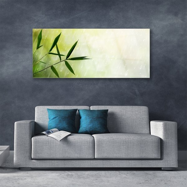 Tablou pe sticla Frunze de ploaie Floral Verde