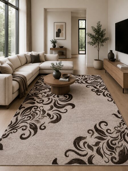 Covor Mira 24031-243, Marime 50 x 80 cm, Maro, Inaltime Fir 6 mm, Antialergic, Polipropilena, Living, Dormitor, Sufragerie, Birou 50 x 80