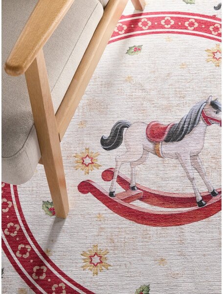 Covor roșu rotund ø 160 cm cu model de Crăciun Toy's Delight Rocking Horse – Villeroy&Boch