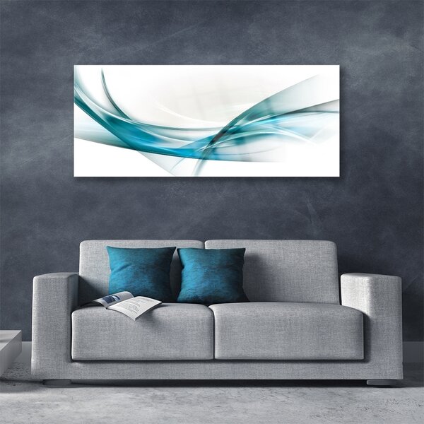 Tablou pe sticla Abstract Lines Art Albastru