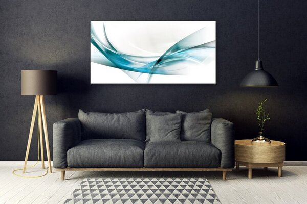 Tablou pe sticla Abstract Lines Art Albastru