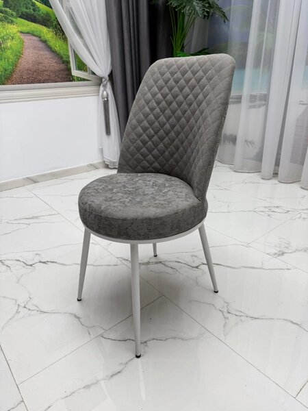 LICHIDARE - Scaun Lux Gold, DENVER, stofa gri, cadru metalic alb