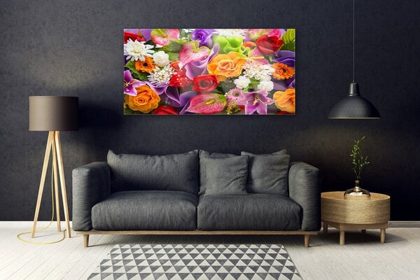 Tablou pe sticla Flori Floral Multi