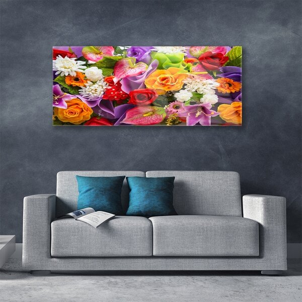 Tablou pe sticla Flori Floral Multi