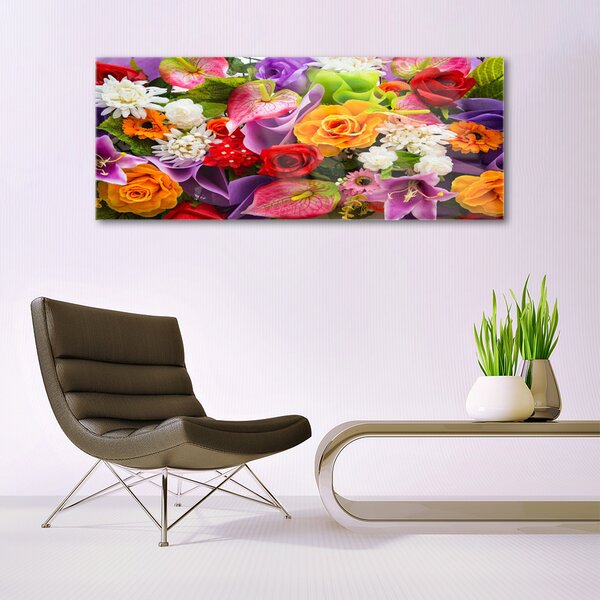 Tablou pe sticla Flori Floral Multi