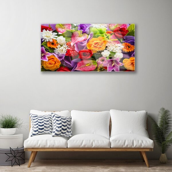 Tablou pe sticla Flori Floral Multi