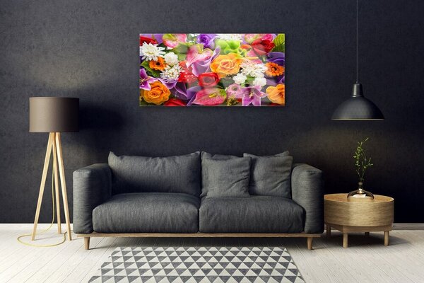 Tablou pe sticla Flori Floral Multi