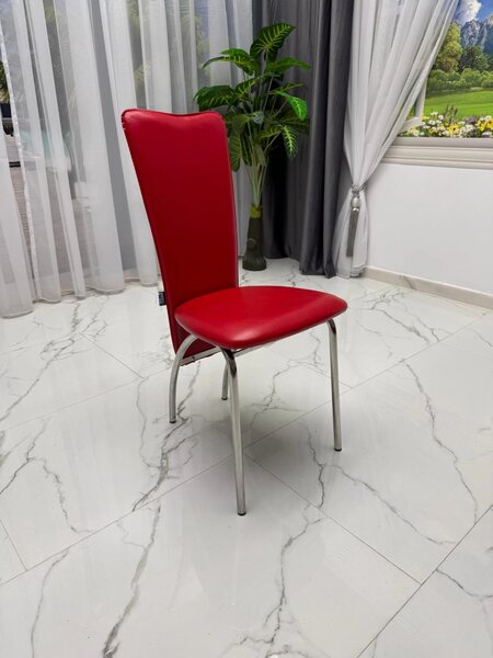 LICHIDARE - Scaun Panda, DENVER, piele ecologica rosie, cadru cromat