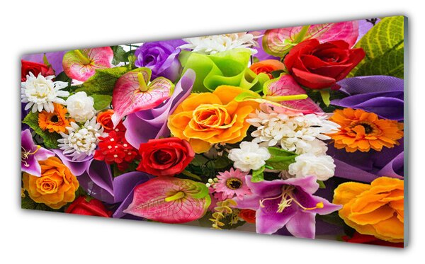 Tablou pe sticla Flori Floral Multi
