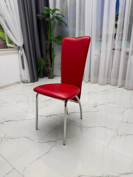 LICHIDARE - Scaun Panda, DENVER, piele ecologica rosie, cadru cromat