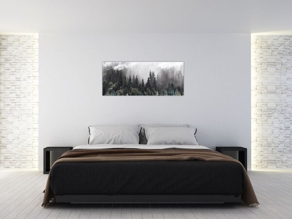 Tablou - Pădure cu elemente ilustrate (120x50 cm)