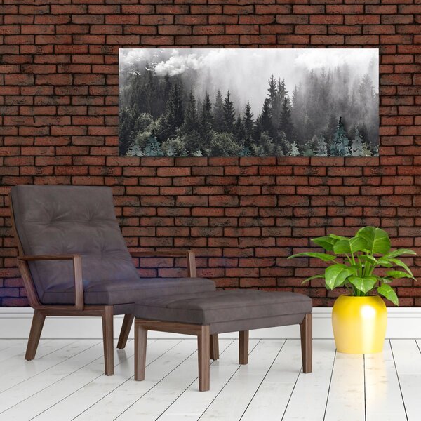 Tablou - Pădure cu elemente ilustrate (120x50 cm)