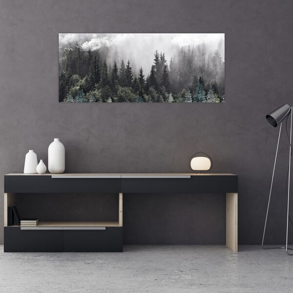 Tablou - Pădure cu elemente ilustrate (120x50 cm)