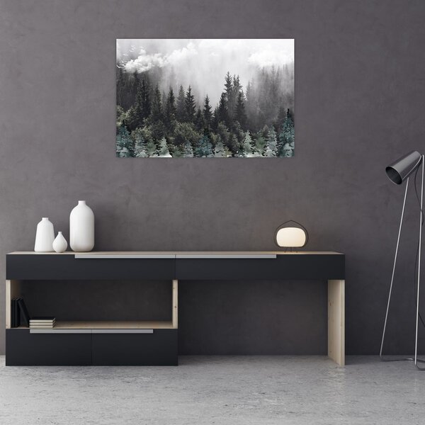 Tablou - Pădure cu elemente ilustrate (90x60 cm)
